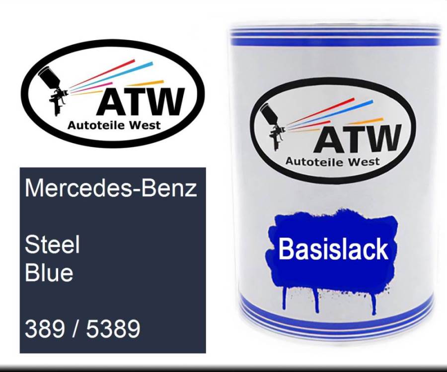 Mercedes-Benz, Steel Blue, 389 / 5389: 500ml Lackdose, von ATW Autoteile West.